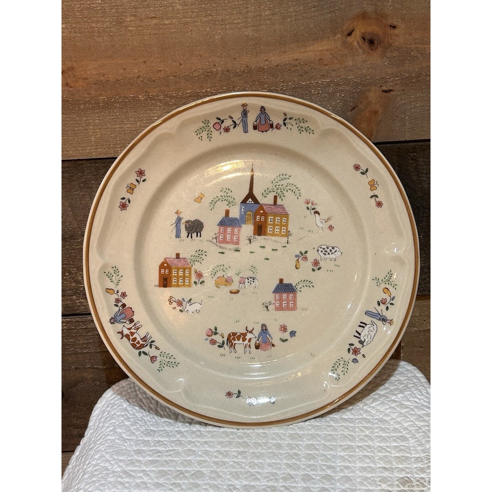 NEWCOR Stoneware VTG OUR COUNTRY Pattern 10.5 Dinner Plate 1986 Thailand  # 6004